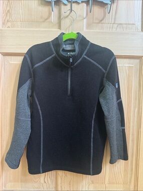 Kuhl Boys Black and Gray Zip-Up Fleece Pullover
